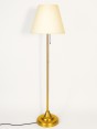 LUMINARIA DE CHAO EM METAL DOURADO COM CUPULA PLISSADA MARFIM 154 CM
