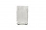 Vaso/Cachepot Cilíndrico em Vidro Transparente Trabalhado  Abacaxi A20XD13 cm
