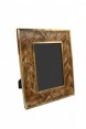 Porta Retrato em Osso Marrom Geométrico c/ Metal Dourado 12,5X17,5 cm