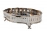 Bandeja Oval em Metal Niquelado Prata Trabalhado c/ Pés 22X15X4 cm