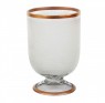 Vaso de Vidro Trabalhado Opaco Branco c/ Borda Bronze 14x9,5cm