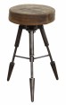 Banqueta Estilo Industrial em Ferro e Couro 39X39X55 cm