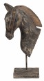 Estátua de Cavalo G em Madeira Rústica Cinza e Dourado 28X12X54 cm