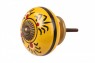 Puxador em  Madeira Amarelo Artesanal com Metal A4xD4,5 cm