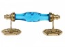 Puxador Vidro Alça Azul com Acabamento Dourado 3x5x14 cm