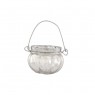 Cachepot p/ Vela em Vidro Metalizado Mellon Prata com Alça A5xD6,5 cm
