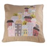 Capa de Almofada em Algodão Bege com Estampa Pelourinho em Patchwork A50xL50 cm