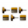kit 6 Puxadores Acrílico Amarelo c/ Acab. em Madeira 5X5X8CM