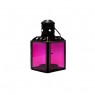 Lanterna de Metal e Vidro Rosa com Suporte para Velas 6X6X11 cm