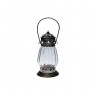 Lanterna de Vidro com Metal Decorado Prata Escurecido 9X9X17 cm