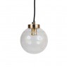 Pendente de Vidro Globo Trabalhado c/ Metal Dourado Elétrico 15X15X18CM