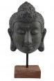 Cabeça Buda Decorativa em Poliresina com Base  de Madeira A68xC38xL23 cm