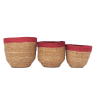 JG 03 Pc Cesto De Fibra Natural Redondo 20X18CM