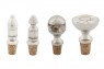 Conjunto 4 Peças de Fechadores de Garrafa Cortiça com Aço Inox e Madrepérola 8x4 cm