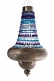Lustre de Metal Cravejado em Vidro Estilo Indiano c/ Miçangas Roxo e Azul A115xD80 cm