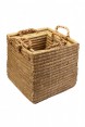 Conjunto de Cesto Fibra Natural Quadrado com Alça 3 Peças