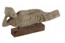 Escultura Decorativa Buda Deitado com Base em Madeira 60 cm
