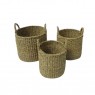 JG 03 PCS CESTOS REDONDO FIBRA NATURAL  BDH-10
