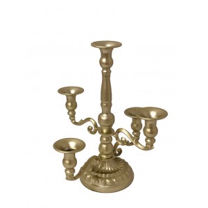 CANDELABRO EM METAL 5 BRACOS PRATA  32 X 30 CM