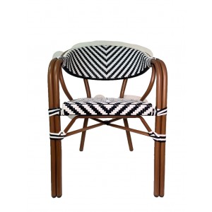 CADEIRA  PARA JARDIM PRETA E BRANCA POLICARBONATO E FERRO