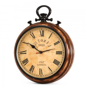 Relógio Romano de Parede Decorativo em Madeira Modelo Retrô 30 cm