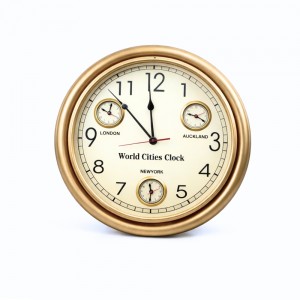 Relógio de Parede Decorativo em Metal Cromado e Dourado D55 cm