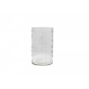 Vaso/Cachepot em Vidro Transparente Trabalhado  A15,5XD10CM