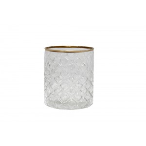 CACHEPOT VIDRO BORDA DOURADA 11 X 10 CM