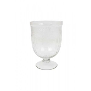 Vaso Cálice de Vidro Trabalhado Transparente 19x13 cm