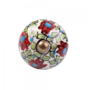 Puxador Cerâmica Antique Floral 4x4x8cm