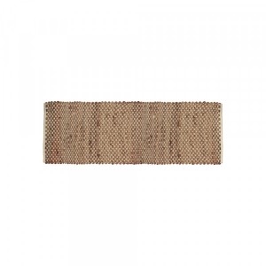 Tapete Passadeira de Juta Trançado Marrom e Bege Algodão 150x60 cm