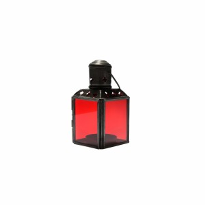 Lanterna de Metal e Vidro Vermelho com Suporte para Velas 6X6X11 cm