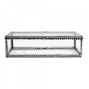 Caixa Vidro Incolor Retangular Acabamento Metal Trabalhado