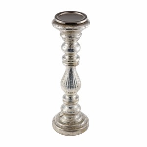 Castiçal em Vidro Metalizado Prata A40xD13 cm