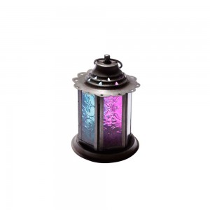 Lanterna de Metal com Vidro Pink e Azul 13x9X9 cm