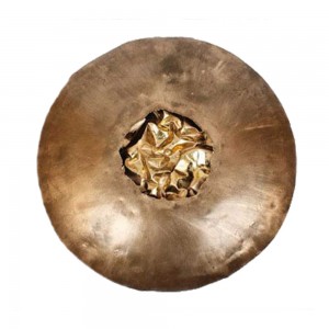 Mandala Decorativa p/ Parede em Metal Dourado c/ Detalhe Central c/ Iluminação D68xE11 cm