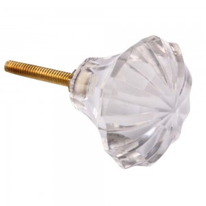 Puxador Luxuoso Formato Diamante em Vidro Lapidado 4x4x3 cm