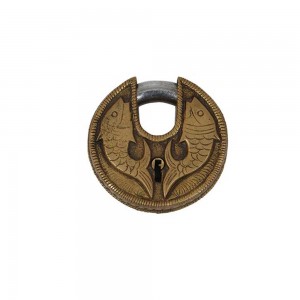 Cadeado Decorativo Redondo em Metal Bronze Personalizado A8xD10xL2 cm