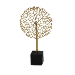 ESTATUETA DECORATIVA CORAL DOURADO MARMORE 27 X7 X39