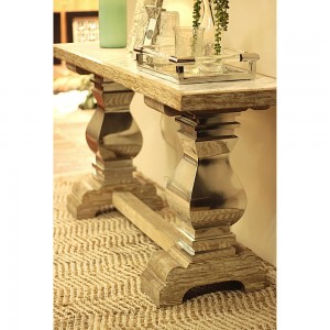 Aparador em Madeira Patina c/ Aço Polido e Mármore 160X45X78 cm