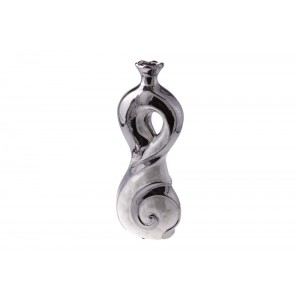 Vaso Curvo em Metal Cromado Decorativo A45xC19xL10 cm