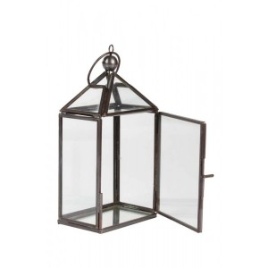 Lanterna Retangular em Metal e Vidro A15xC8xL5 cm
