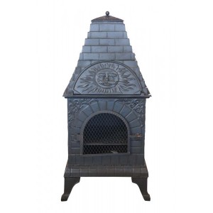 Lareira Estufa Salamandra de Ferro com Chaminé 56x47x118cm