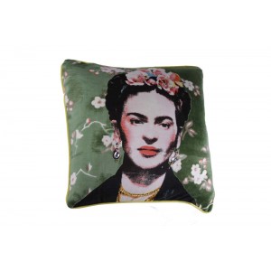 Capa de Almofada em Algodão Verde c/ Estampa Frida A45xL45 cm