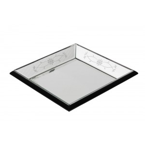 Bandeja Espelhada c/ Gravura de Flor 12x25x30CM