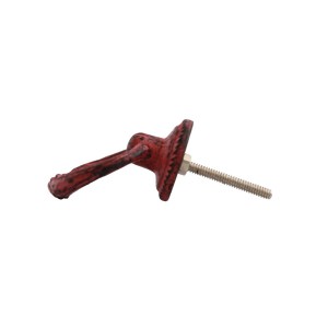 Aldrava em Metal Envelhecido Vermelha Formato Argola A6XD4,5 cm