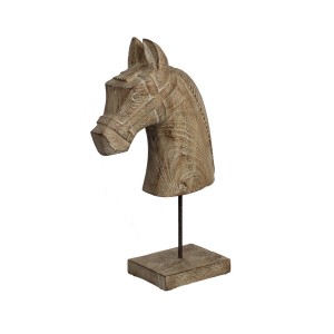 Estatua de Cavalo Madeira Trabalhada 14,5X32,57CM