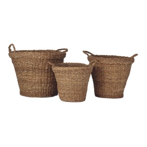 JG 03 PC Cesto de Fibra NaturalL Redondo C/ Alca  50X40CM!
