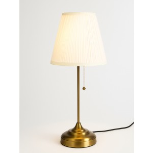 ABAJUR EM METAL DOURADO COM CUPULA PLISSADA EM MARFIM 58 CM