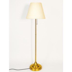 LUMINARIA DE CHAO EM METAL DOURADO COM CUPULA PLISSADA MARFIM 154 CM